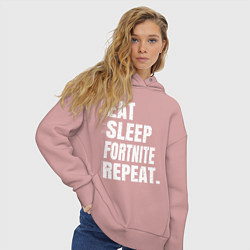 Толстовка оверсайз женская EAT SLEEP FORTNITE REPEAT, цвет: пыльно-розовый — фото 2