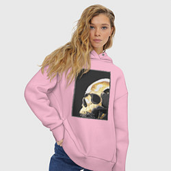 Толстовка оверсайз женская Skull, цвет: светло-розовый — фото 2