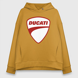 Толстовка оверсайз женская Ducati Logo Дукати Лого Z, цвет: горчичный