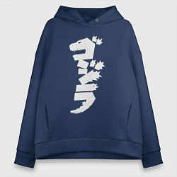 Толстовка оверсайз женская Годзилла, цвет: тёмно-синий