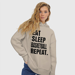 Толстовка оверсайз женская EAT SLEEP BASKETBALL REPEAT, цвет: миндальный — фото 2