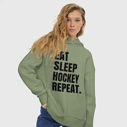 Толстовка оверсайз женская EAT SLEEP HOCKEY REPEAT, цвет: авокадо — фото 2