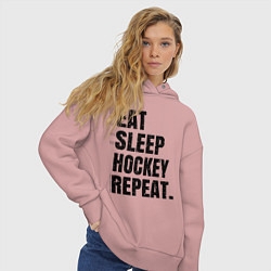 Толстовка оверсайз женская EAT SLEEP HOCKEY REPEAT, цвет: пыльно-розовый — фото 2