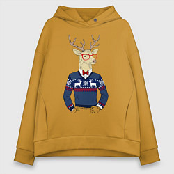 Толстовка оверсайз женская Hipster Deer, цвет: горчичный