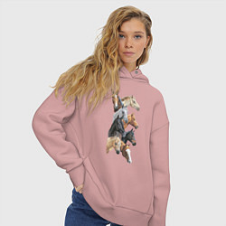Толстовка оверсайз женская Лошади, цвет: пыльно-розовый — фото 2