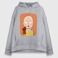 Толстовка оверсайз женская Сайтама One Punch Man, цвет: меланж