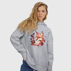 Толстовка оверсайз женская Акварельный лис, цвет: меланж — фото 2
