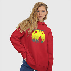 Толстовка оверсайз женская Cyberpunk 2077 CITY, цвет: красный — фото 2