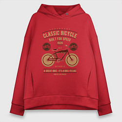 Толстовка оверсайз женская Классический велосипед, цвет: красный
