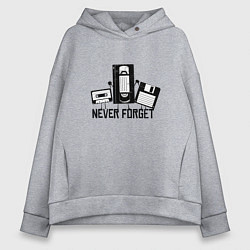 Толстовка оверсайз женская Never Forget Эпоха VHS, цвет: меланж