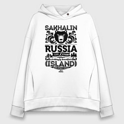 Толстовка оверсайз женская Сахалин Остров Экстрим, цвет: белый
