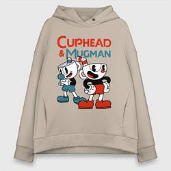 Женское худи оверсайз Cuphead & Mugman