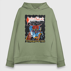 Толстовка оверсайз женская Judas Priest FIGHT, цвет: авокадо