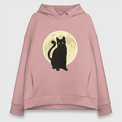 Толстовка оверсайз женская Moon Cat, цвет: пыльно-розовый