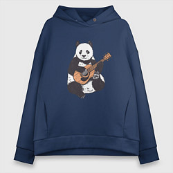 Толстовка оверсайз женская Панда гитарист Panda Guitar, цвет: тёмно-синий
