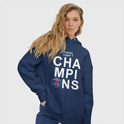 Толстовка оверсайз женская PSG CHAMPIONS, цвет: тёмно-синий — фото 2