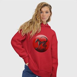Толстовка оверсайз женская Собака из лент, цвет: красный — фото 2