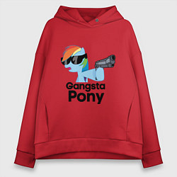 Толстовка оверсайз женская Gangsta pony, цвет: красный