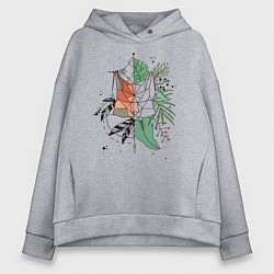 Толстовка оверсайз женская Geometry Fox, цвет: меланж