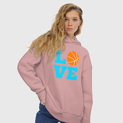 Толстовка оверсайз женская Love basketball, цвет: пыльно-розовый — фото 2