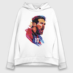 Толстовка оверсайз женская Lionel Messi Barcelona Argentina Football, цвет: белый