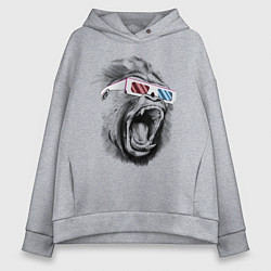 Толстовка оверсайз женская Дикая горилла, цвет: меланж