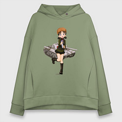 Толстовка оверсайз женская ТАНКИСТКА, цвет: авокадо