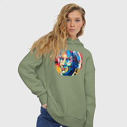 Толстовка оверсайз женская Портрет Художника Andy Warhol, цвет: авокадо — фото 2