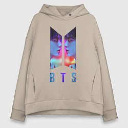 Толстовка оверсайз женская Logo BTS, цвет: миндальный