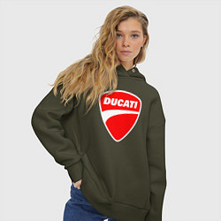 Толстовка оверсайз женская DUCATI ДУКАТИ ЭМБЛЕМА, цвет: хаки — фото 2