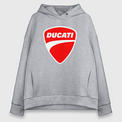 Толстовка оверсайз женская DUCATI ДУКАТИ ЭМБЛЕМА, цвет: меланж