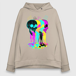 Женское худи оверсайз 4 ЧЕРЕПА SKULLS NEON