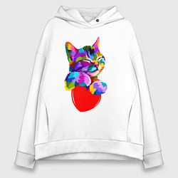 Женское худи оверсайз РАДУЖНЫЙ КОТИК RAINBOW KITTY