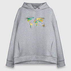 Толстовка оверсайз женская World Cat, цвет: меланж