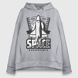 Толстовка оверсайз женская Космический корабль, цвет: меланж