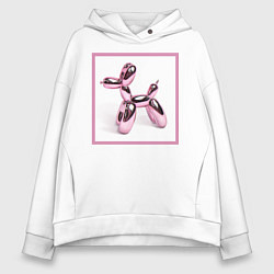 Толстовка оверсайз женская Собака из воздушного шара, цвет: белый