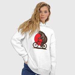 Толстовка оверсайз женская Медведь на велосиеде, цвет: белый — фото 2
