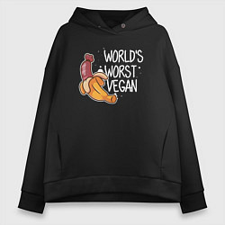 Женское худи оверсайз Worst Vegan