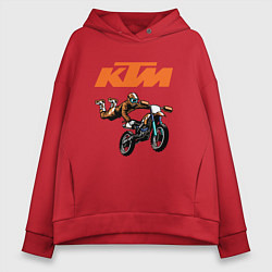 Толстовка оверсайз женская KTM МОТОКРОСС Z, цвет: красный