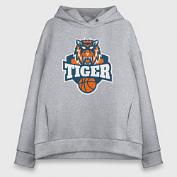 Толстовка оверсайз женская Tiger Basketball, цвет: меланж