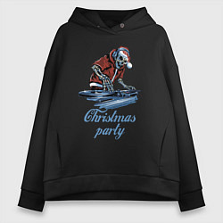 Толстовка оверсайз женская Christmas party, cool DJ, цвет: черный