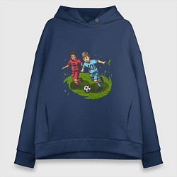 Толстовка оверсайз женская Маленькие футболисты, цвет: тёмно-синий