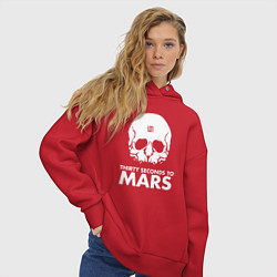 Толстовка оверсайз женская 30 Seconds to Mars белый череп, цвет: красный — фото 2