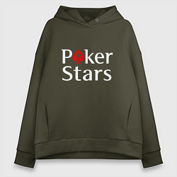 Толстовка оверсайз женская PokerStars логотип, цвет: хаки