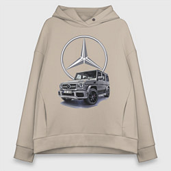 Толстовка оверсайз женская Mercedes Gelendwagen G63 AMG G-class G400d, цвет: миндальный