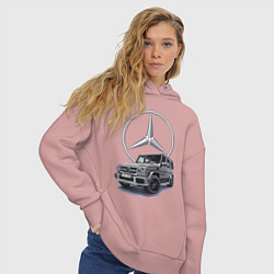Толстовка оверсайз женская Mercedes Gelendwagen G63 AMG G-class G400d, цвет: пыльно-розовый — фото 2