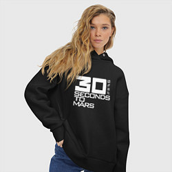 Толстовка оверсайз женская 30 Seconds To Mars logo, цвет: черный — фото 2