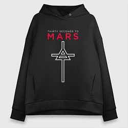 Толстовка оверсайз женская 30 Seconds To Mars, logo, цвет: черный