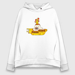 Толстовка оверсайз женская The Beatles Yellow Submarine в дудл стиле, цвет: белый