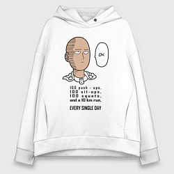 Женское худи оверсайз Список тренировки Сайтама One Punch-Man